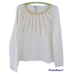 KIKIT SEQUIN SWEATER, IVORY, SIZE L
